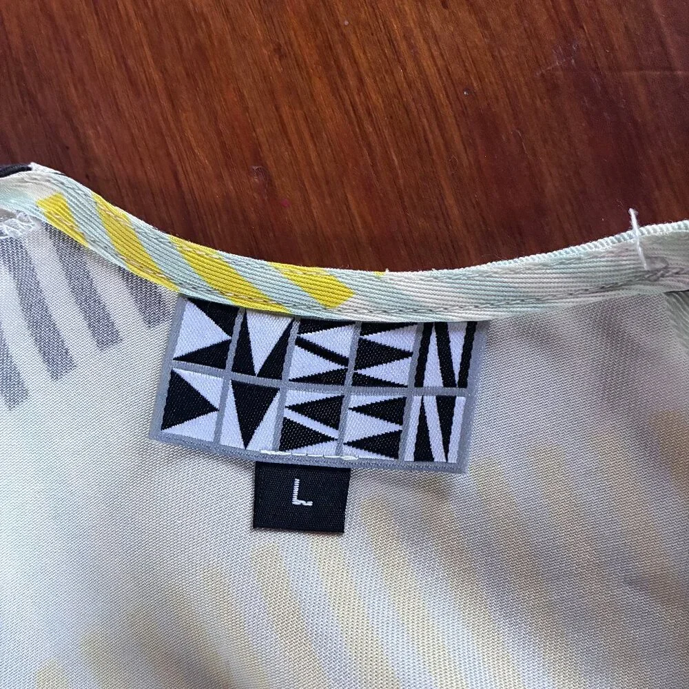 DUSEN DUSEN lock stripe JANE dress L chartreuse+black midi - Picture 4 of 5